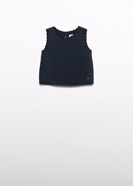 embroidered top for girls/Printed culottes for girls26-5177-93/5280-01