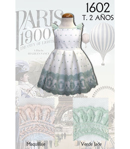 VESTIDO BAUTIZO Y CEREMONIA BEBE ANAVIG BORDADO VERDE AGUA 1602