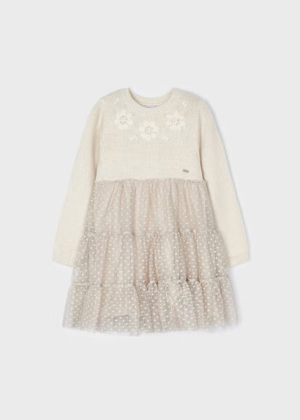 Girl's combined tricot and tulle dress Ref.  13-04912-059