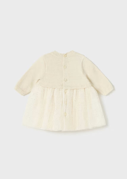 Combined tricot and tulle newborn dress Ref.  13-02858-047