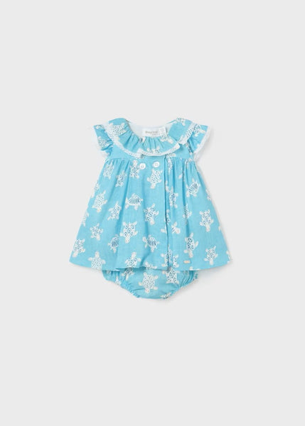 Newborn linen printed diaper cover dress Ref.  24-01830-065