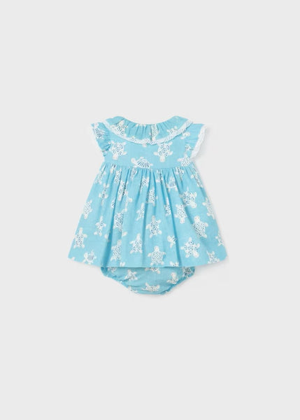 Newborn linen printed diaper cover dress Ref.  24-01830-065