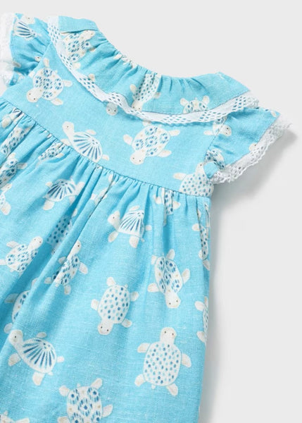 Newborn linen printed diaper cover dress Ref.  24-01830-065