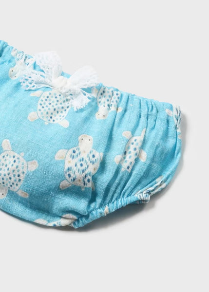 Newborn linen printed diaper cover dress Ref.  24-01830-065