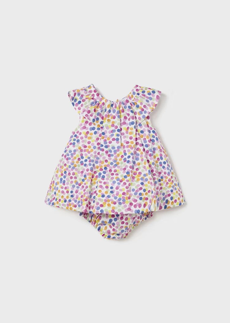 Newborn satin printed diaper cover dress Ref.  24-01834-073