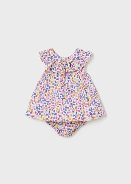 Newborn satin printed diaper cover dress Ref.  24-01834-073