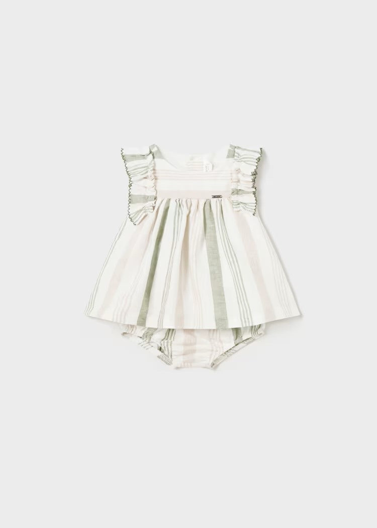 Newborn European linen striped diaper cover dress Ref.  24-01829-060