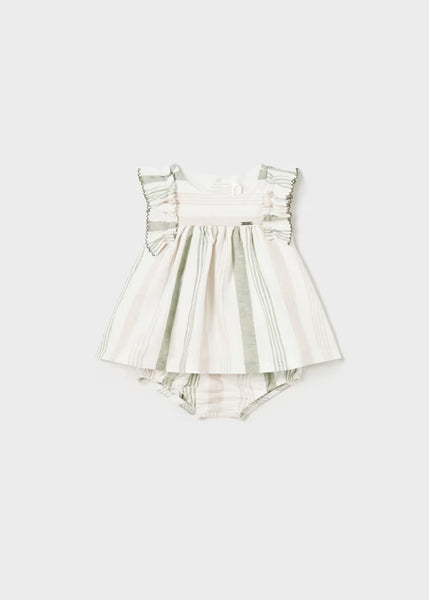 Newborn European linen striped diaper cover dress Ref.  24-01829-060