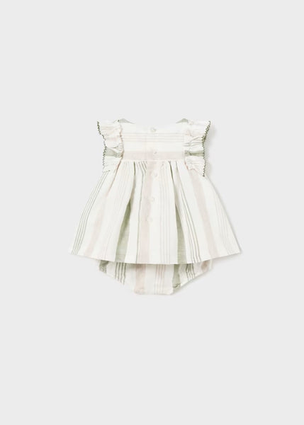 Newborn European linen striped diaper cover dress Ref.  24-01829-060