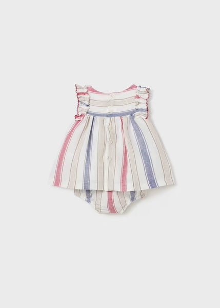 Newborn European linen striped diaper cover dress Ref.  24-01829-059