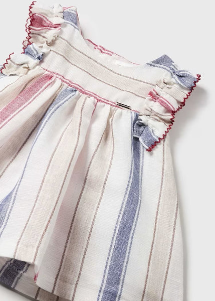 Newborn European linen striped diaper cover dress Ref.  24-01829-059