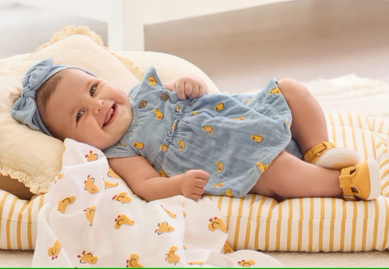 فستان قطني أفضل للمواليد مع غطاء حفاضة وشريط رأس مرجع 24-01806-030