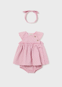 Better Cotton Newborn Dress with Diaper Cover and Headband Ref.  24-01806-029