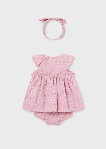 Better Cotton Newborn Dress with Diaper Cover and Headband Ref.  24-01806-029