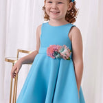 Girl's Floral Appliqué Crepe Dress Ref.  24-05062-046