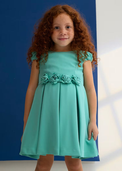 crepe dress with floral detail for girls   26-05031-61