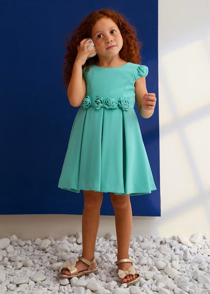 crepe dress with floral detail for girls   26-05031-61