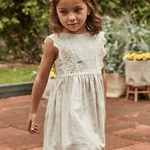 Girl's dress with embroidered linen detail Ref.  25-03910-031