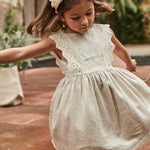 Girl's dress with embroidered linen detail Ref.  25-03910-031