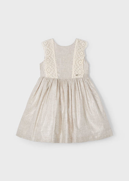 Girl's dress with embroidered linen detail Ref.  25-03910-031
