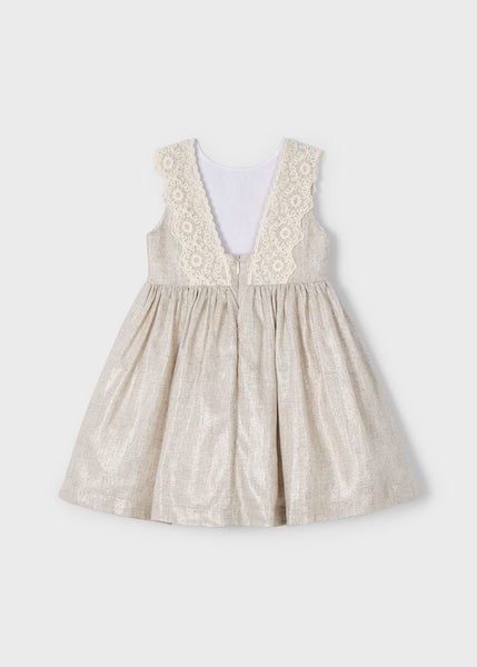 Girl's dress with embroidered linen detail Ref.  25-03910-031