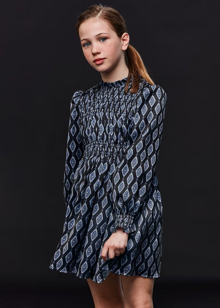 Girl's smock-knit printed dress Ref.  13-07955-091