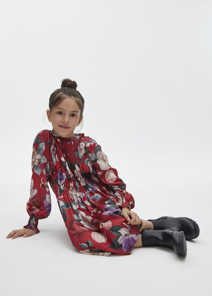 Girl's smock-knit printed dress Ref.  13-07955-090