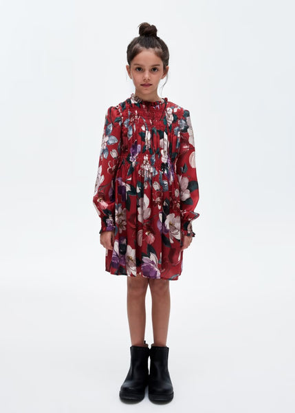 Girl's smock-knit printed dress Ref.  13-07955-090