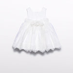Embroidered organza dress with waistband and applied flowers 26-5008-3