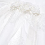 Embroidered organza dress with waistband and applied flowers 26-5008-3
