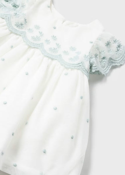 Embroidered tulle dress with newborn diaper cover Ref.  24-01826-055