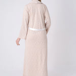 Maternity Nightgown and Robe Set – Postpartum Set, Leaf Pattern Robe and Lace Cotton Viscose Nightgown - 2321