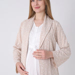 Maternity Nightgown and Robe Set – Postpartum Set, Leaf Pattern Robe and Lace Cotton Viscose Nightgown - 2321