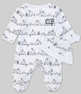 Little Me Baby Newborn-9 Months Long-Sleeve Bunny Footed Coverall & Cap Set 10654