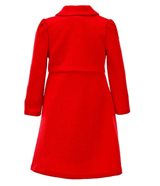 Little Girls 2T-6X Textured-Knit Coat & Metallic-Plaid Taffeta Fit-And-Flare Dress Set 32670