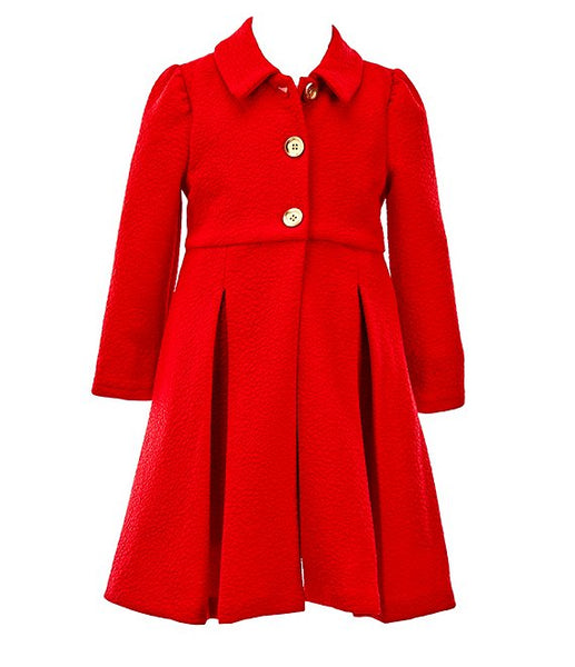 Little Girls 2T-6X Textured-Knit Coat & Metallic-Plaid Taffeta Fit-And-Flare Dress Set 32670