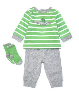 Little Me Baby Boys 3-18 Months Long-Sleeve Striped Alligator Tee, Socks & Jogger Pants 10543 Set