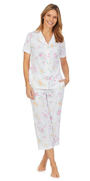 Wild Roses Print Soft Jersey Knits Capri Pj 91950