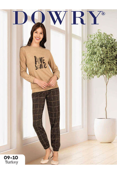 DOWRY Women's Winter Long Sleeve Pajamas Set 09-10