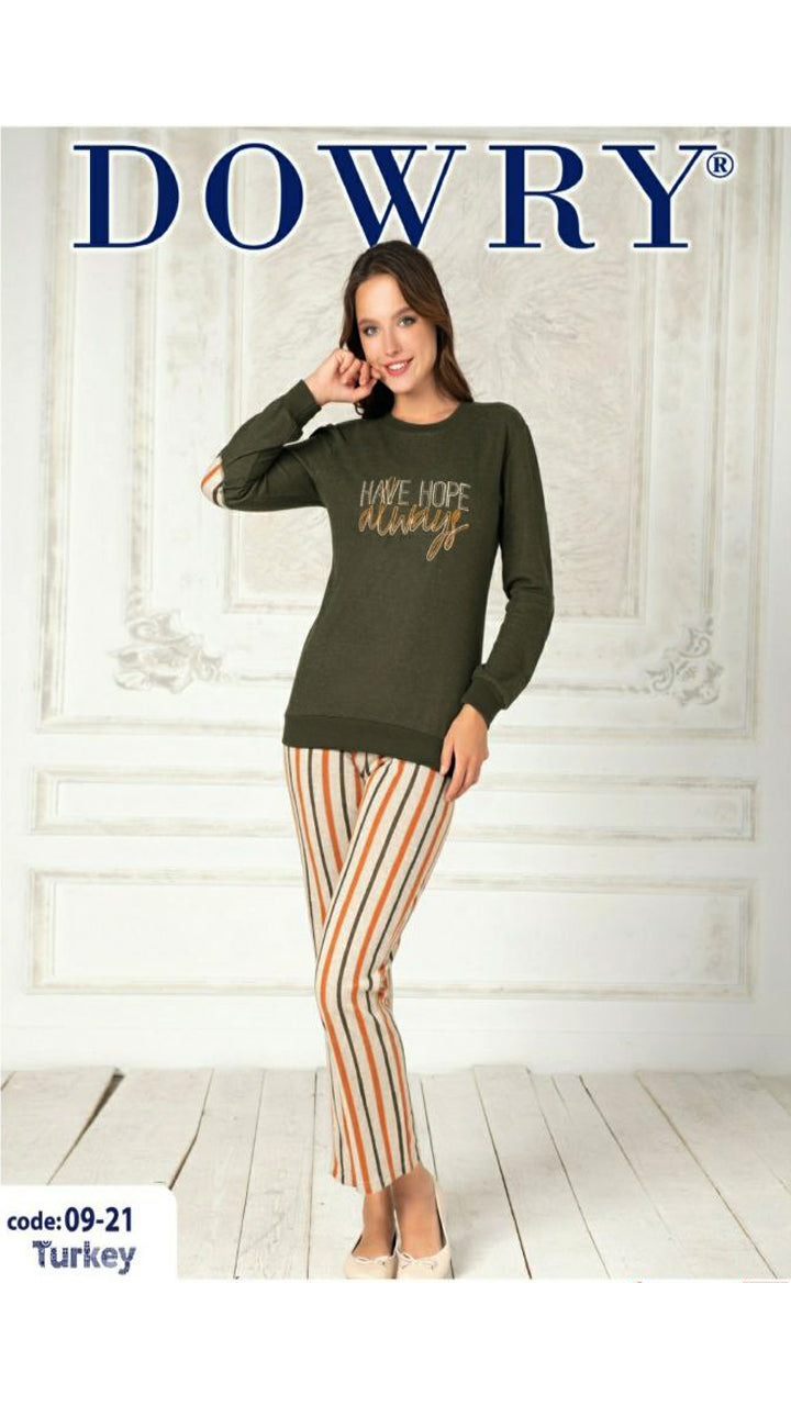 DOWRY Women's Winter Long Sleeve Pajamas Set 09-21