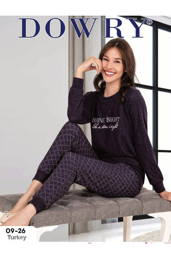 DOWRY Women's Winter Long Sleeve Pajamas Set 09-26