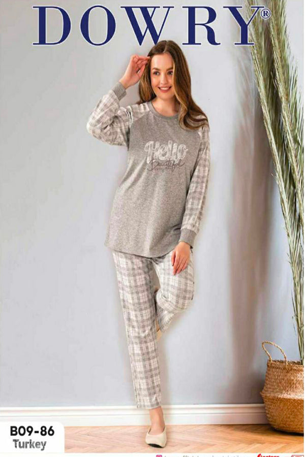 DOWRY Women's  Winter Long Sleeve Pajamas Set 09-86