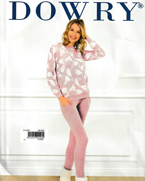 المهر 09-920 الشتاء طويل الأكمام مجموعة بيجامة المرأة