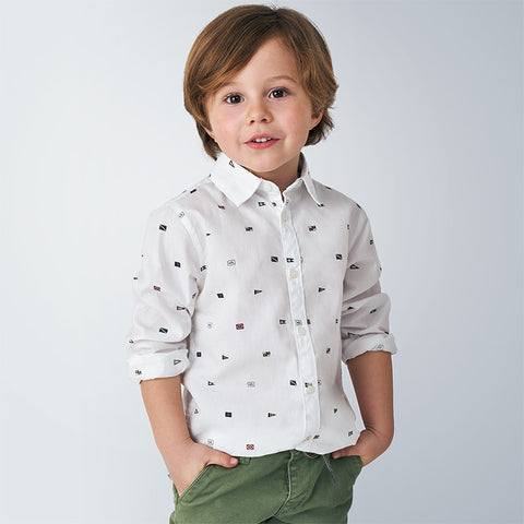 Foreman Mayoral Printed long sleeve shirt / Mayoral Sleeveless Jacket 2 Sides / Mayoral Structured trousers for boy