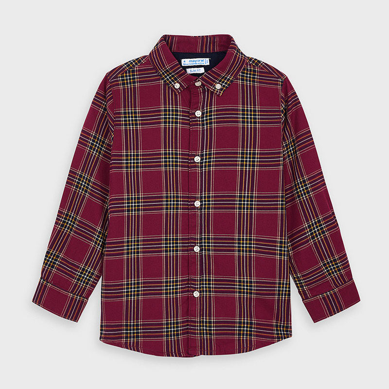 Mayoral Shirt long sleeved checkered 10-04147 - burgundy