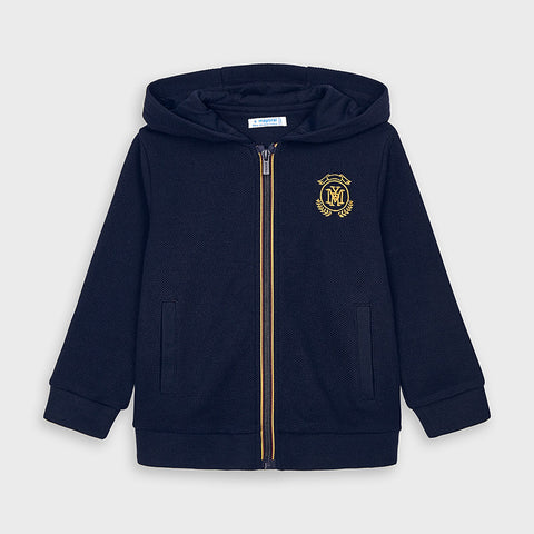 Mayoral Kids Cotton Cardigan with Hood for Boy Navy Blue 4485-85