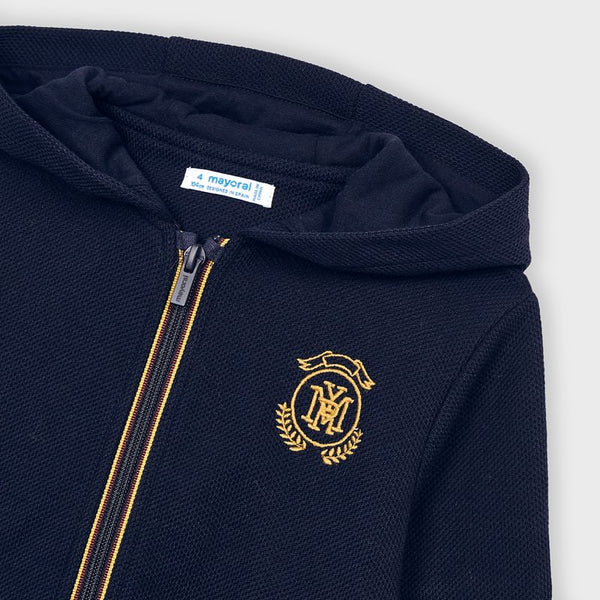 Mayoral Kids Cotton Cardigan with Hood for Boy Navy Blue 4485-85