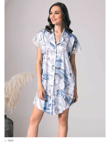 Women's satin floral shirt from Bella Lingerie 10054