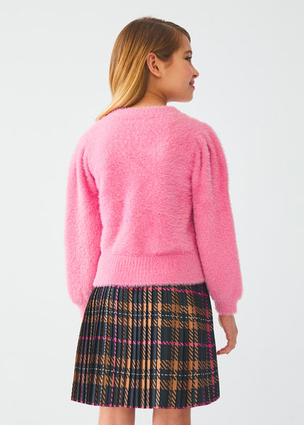 FAUX FUR JUMPER GIRL 5813-007-PLEATED CHECK SKIRT GIRL 5516-007