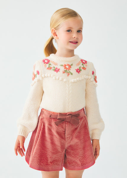 EMBROIDERED FLOWER JUMPER GIRL 5810-003-CORDUROY BERMUDA SHORTS GIRL